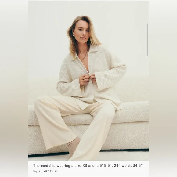 Reformation - “Fantino Cashmere Collared Cardigan” - NWT - Size Small - Cream